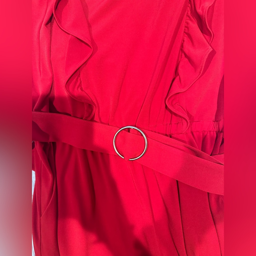 Michael Kors Vibrant Red Ruffled Jumpsuit - Picture 6 of 8